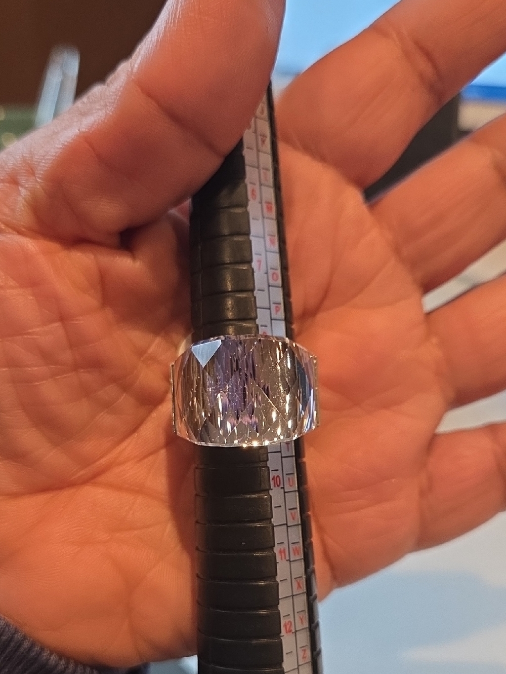 Silver Faceted Wide Band Ring - Women Jewelry